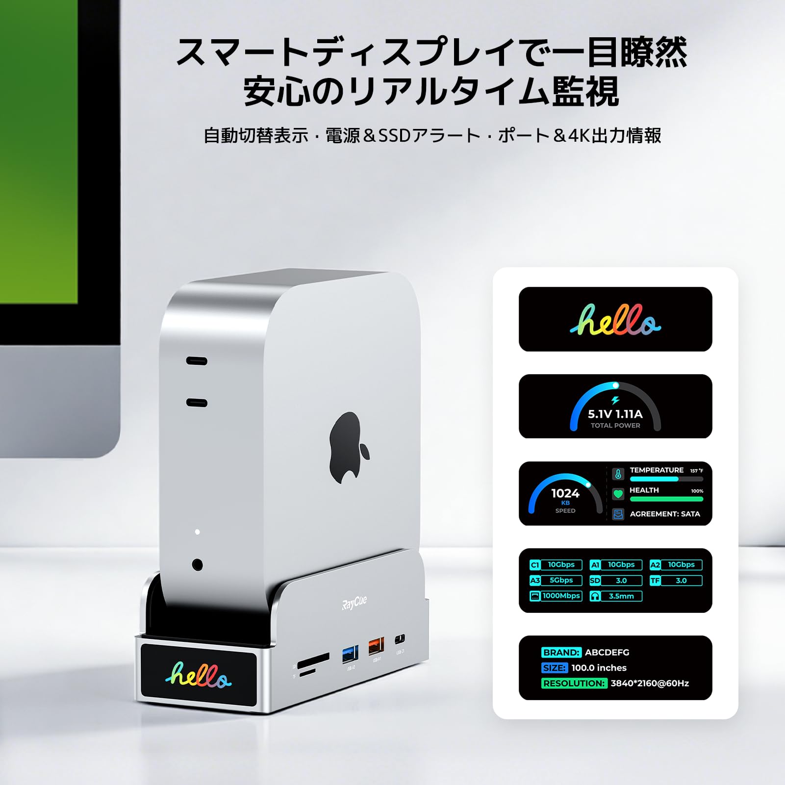 Amazon.co.jp: Mac Mini M4 対応ハブ M.2 NVMe SSD ケース付き